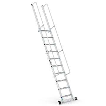 Çağsan MONOGUARD Tek Parça Korkuluklu Geniş Basamaklı Alüminyum 10 Basamaklı - T2500MG