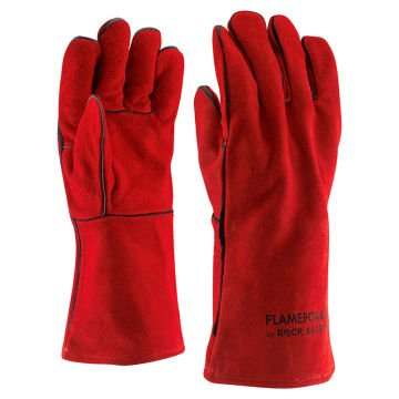 Al Marka Rock Safety FLAMEFOX-R-GB Deri Kaynakçı Eldiveni Isıya ve Aleve Dayanıklı 35 cm