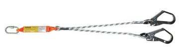 Karam Safety Karam Çift Kol Şok Emicili Lanyard Statik Halatlı Karabinalı Büyük Kancalı
