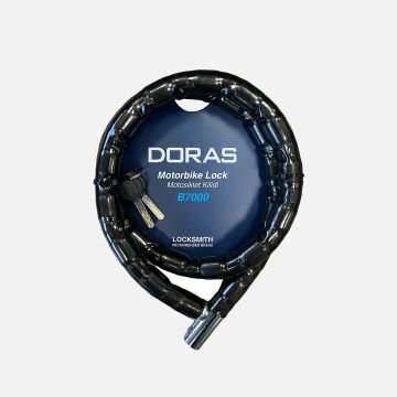 Doras 120 cm Boy 20 mm Çap Körüklü Motosiklet Kilidi Siyah