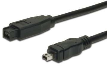 Assmann Firewire 800 Bağlantı Kablosu, 9 Pin Erkek - 4 Pin Erkek, 1.80 Mt, Awg: 26/28, Ieee 1394-2008, Ul, Siyah Renk