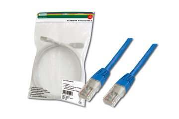 Assmann Digitus Patch Kablo, Utp, Cat. 5E, 1 Mt, Awg 26/7, Mavi Renk, 3P Sertifikalı