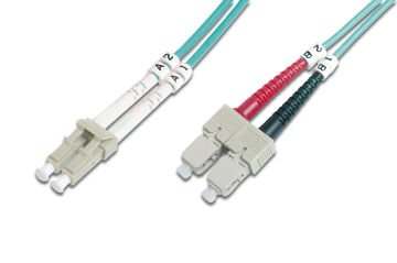 Assmann Digitus Lc-Sc Fiber Optik Patch Kablo, 1 Mt, Multimode, Duplex, 50/125, Om3