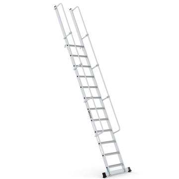 Çağsan MONOGUARD Tek Parça Korkuluklu Geniş Basamaklı Alüminyum 12 Basamaklı - T3000MG