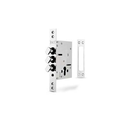 Kale Kilit Kale Çelik Kapı Kilidi Döner Sürgülü Çelik Kapı Emniyet Kilidi Krom 60 mm (68 mm Silindirli) - 287D0000007