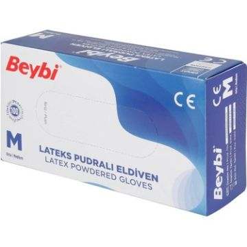 Beybi Latex Muayene Eldiveni Pudralı Beyaz S Beden (100 Lü)