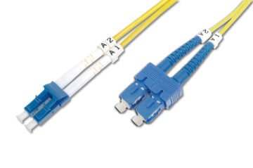 Assmann Digitus Lc-Sc Fiber Optik Patch Kablo, 2 Mt, Singlemode, Duplex, 09/125