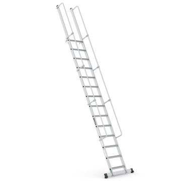 Çağsan MONOGUARD Tek Parça Korkuluklu Geniş Basamaklı Alüminyum 14 Basamaklı - T3500MG