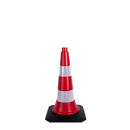 MFK Plastik Trafik ve Reklam Konisi 50 Cm Kırmızı Kauçuk Tabanlı - MFK3550