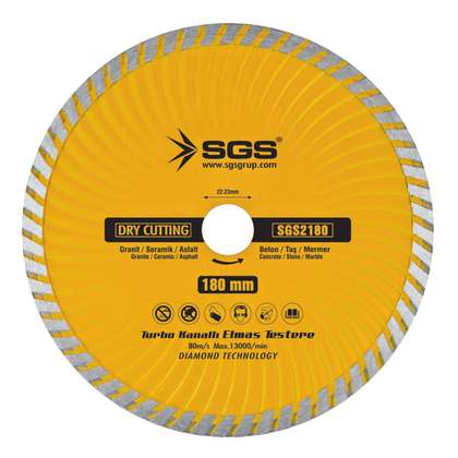 SGS Öztürk SGS Turbo Kanallı Elmas Mermer Granit Kesici Disk 115mm